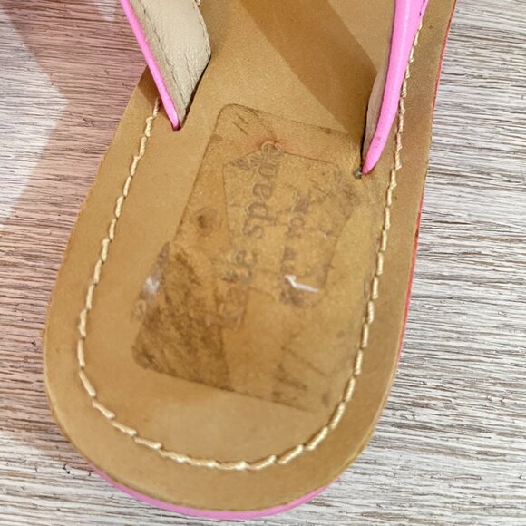 Kate Spade Sandals 6 Ida Pink Ribbon Gold Logo Flip Flops - Picture 7 of 10